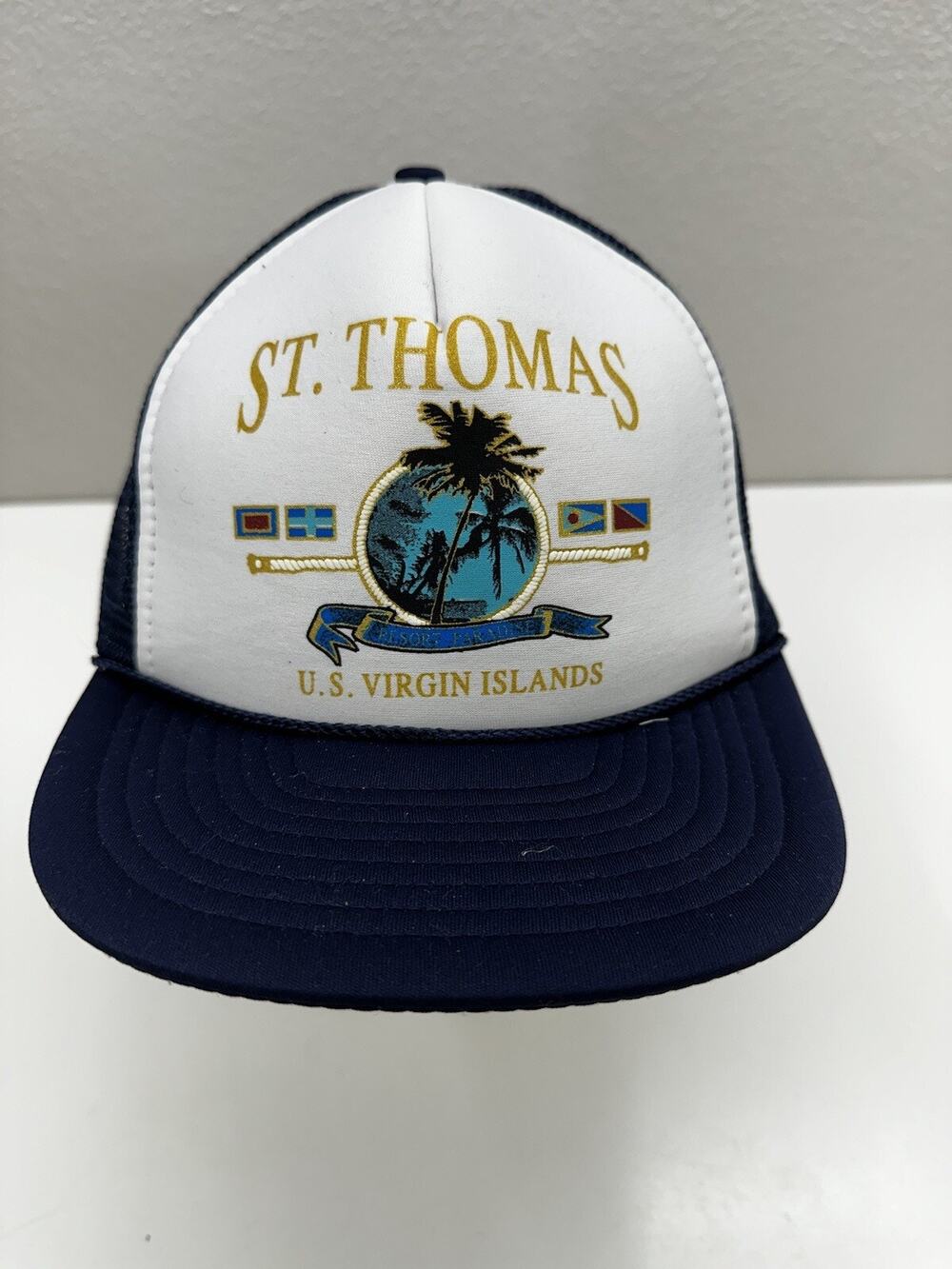 Nissin Cap Snapback Hat St. Thomas U.S Virgin Islands Rope Adjustable Vintage